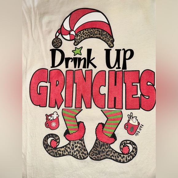 Drink Up Grinches Leopard Accent Bella Canvas Shirt Sz. S - Picture 2 of 5